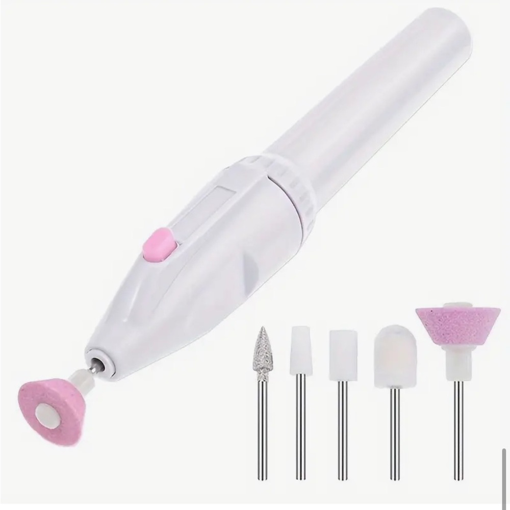5-in-1 Electric Nail Drill Set with Pink Attachments